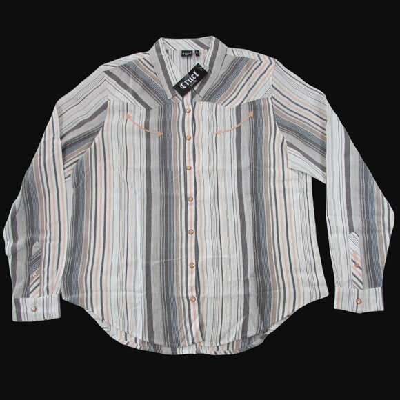 Cruel Denim Women's XL Long Sleeve Stripe Western Snap Shirt Multicolor - Picture 1 of 2